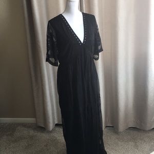 Black lace maternity maxi dress